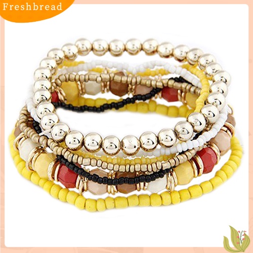 &lt; Freshbread &gt; Manik-Manik Akrilik Multilayer Gaya Bohemia Wanita Gelang Pantai Musim Panas Bangle