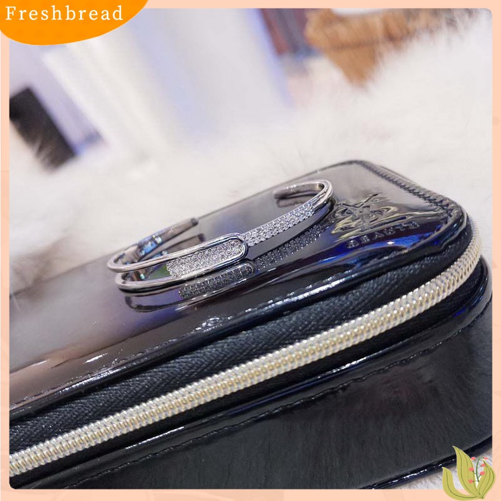 &lt; Freshbread &gt; Wanita Bangle Bukaan Hollow Hypoallergenic Minimalis Elegan Hadiah Berlapis Perak Berlian Imitasi Berkilau Gelang Tangan Cewek Untuk Harian