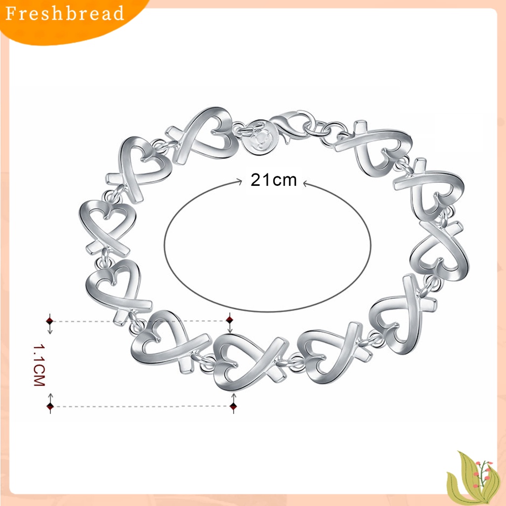 &lt; Freshbread &gt; Gelang Bentuk Hati Ringan-Berat Warna Silver 21cm Wanita Perhiasan Rantai Untuk Pesta