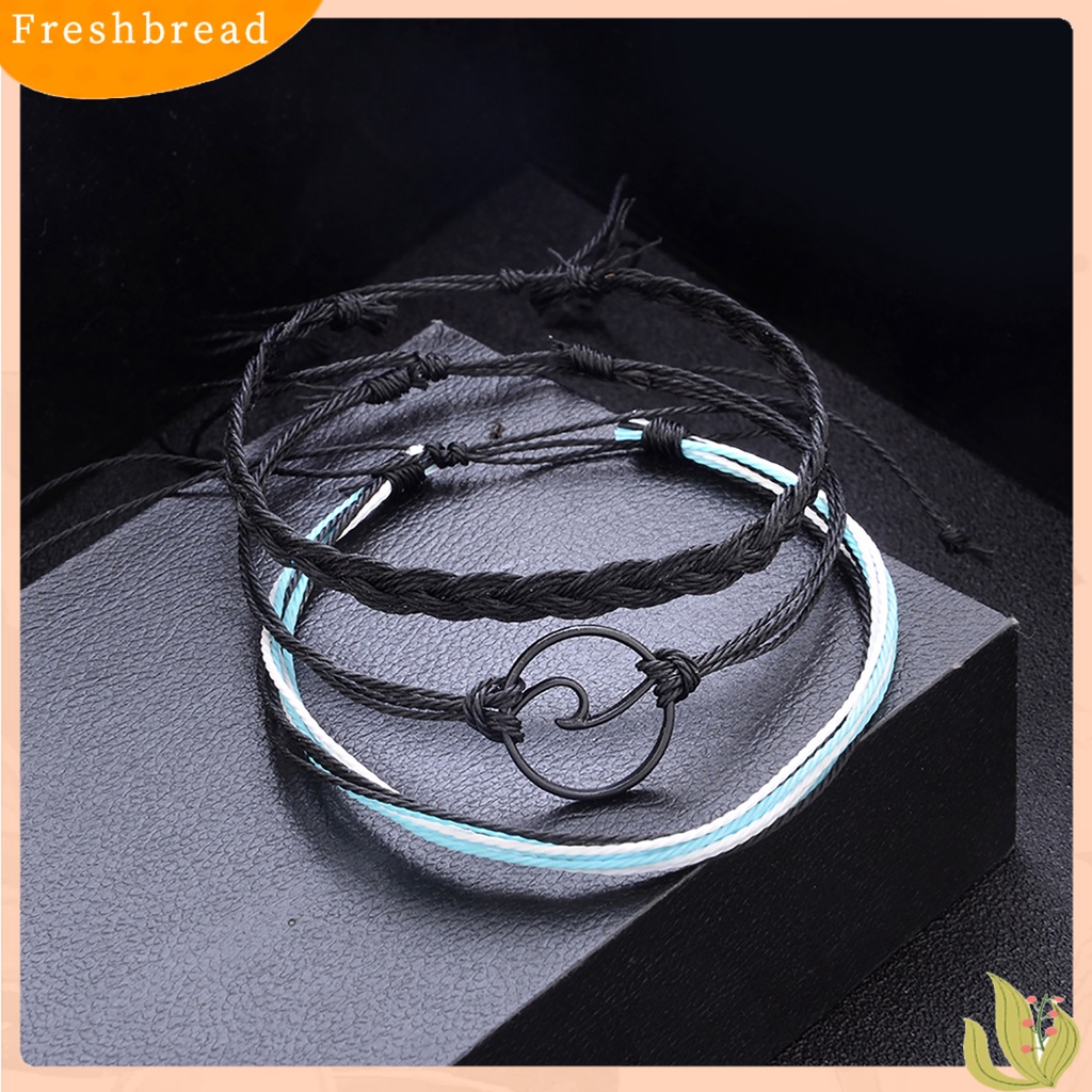 &lt; Freshbread &gt; 3Pcs/Set Gelang Multilayer Bohemia Tali Kepang Gelombang Lingkaran Gelang Tangan Untuk Pacaran