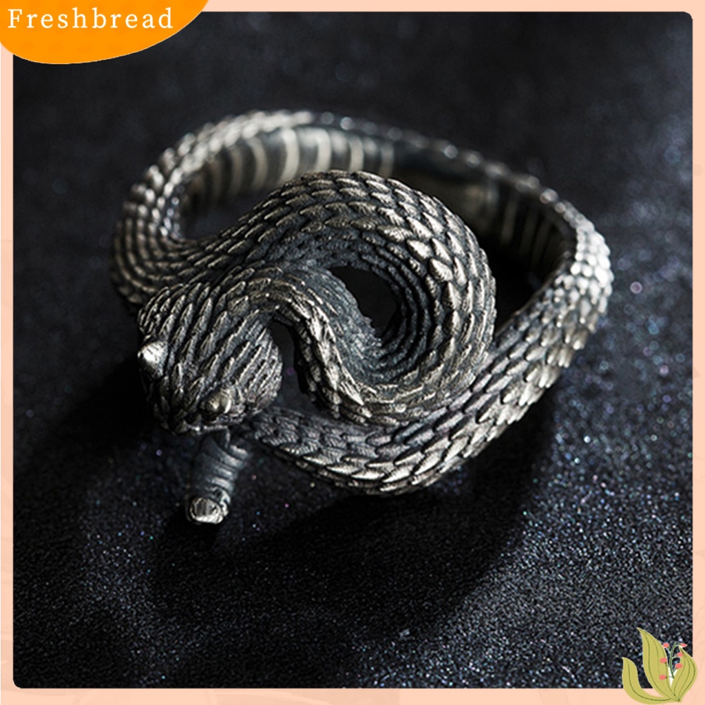 &lt; Freshbread &gt; Cincin Bungkus Pembukaan Adjustable Punk Hip Hop Alloy Bentuk Ular Untuk Pesta Cocktail