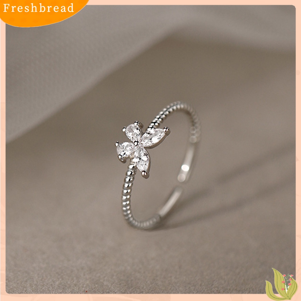 &lt; Freshbread &gt; Wanita Cincin Berlian Imitasi Mengkilap Eye-catching All-match Open Adjustable Perhiasan Hadiah Anti Luntur Wanita Butterfly Finger Ring Aksesoris Fashion Untuk Pacaran