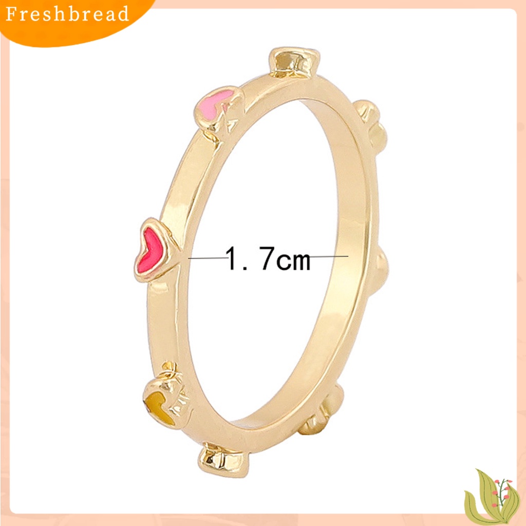 &lt; Freshbread &gt; Cincin Jari Hati Multicolor Wanita Menetes Minyak Dicat Cincin Hadiah Ulang Tahun