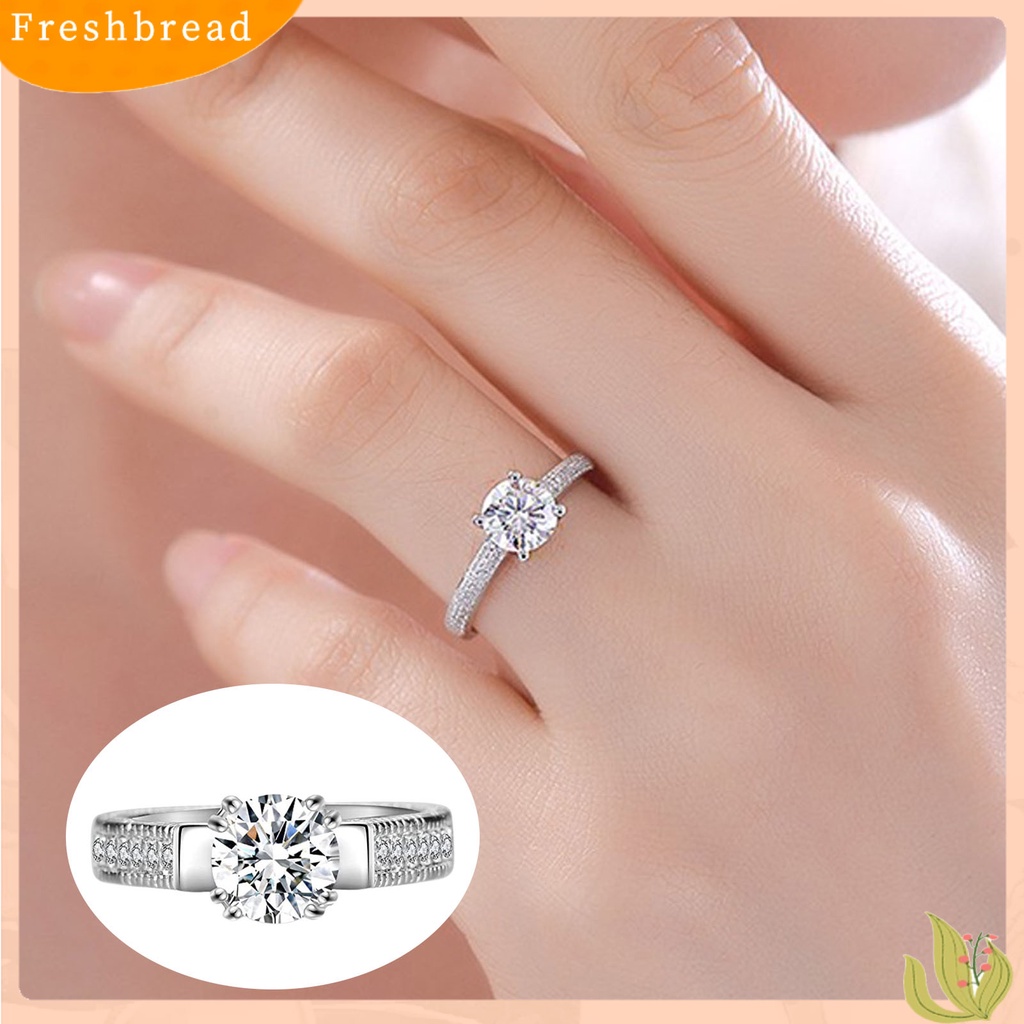 &lt; Freshbread &gt; 2Pcs Cincin Couple Bentuk Geometri Cubic Zirconia Pria Wanita Shiny All Match Rings Untuk Pernikahan