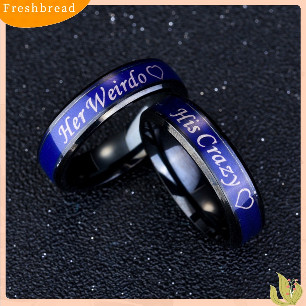 &lt; Freshbread &gt; His Crazy Her Weirdo Berubah Warna Titanium Couple Rings Perhiasan Ornamen Hadiah