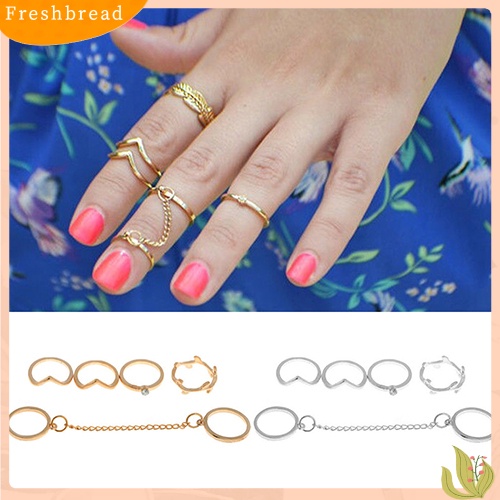 &lt; Freshbread &gt; 6Pcs Berlian Imitasi Perkotaan Diatas Buku Jari Susun Band Mid Rings Jewelry