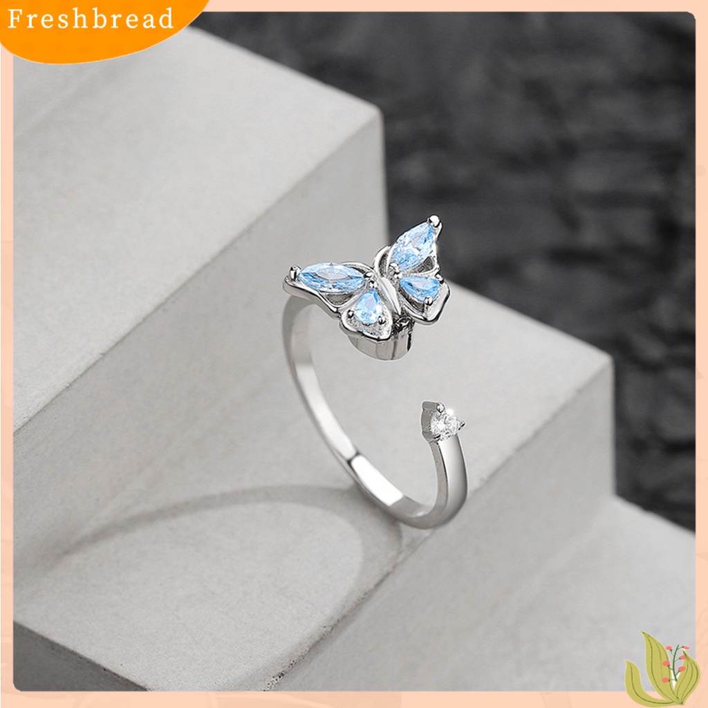 &lt; Freshbread &gt; Cincin Jari Geometris Menawan Niche Electroplating Opening Dekorasi Tidak Luntur Diputar Kupu-Kupu Terbuka Cincin Wanita Perhiasan