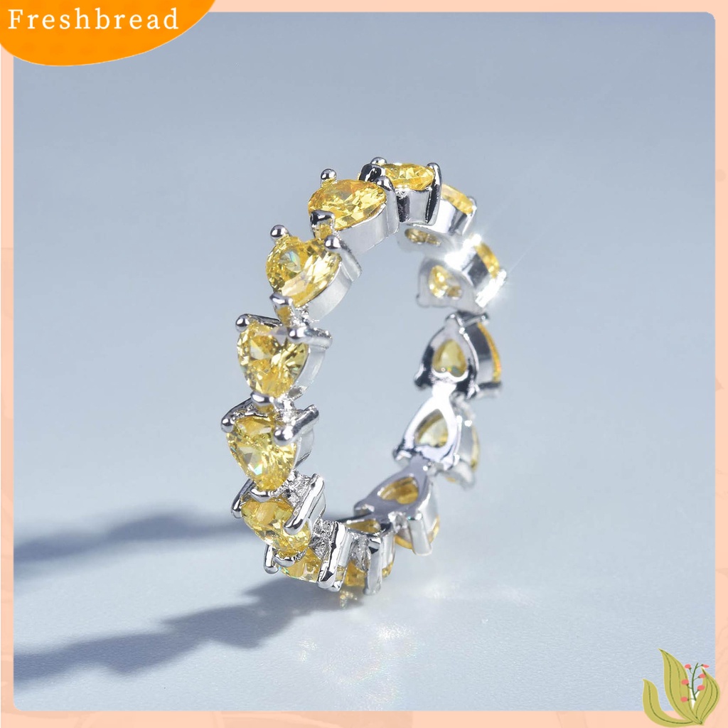 &lt; Freshbread &gt; Cincin Jari Bentuk Hati Berlian Imitasi Wanita Adjustable Pengerjaan Halus Ring Untuk Pacaran