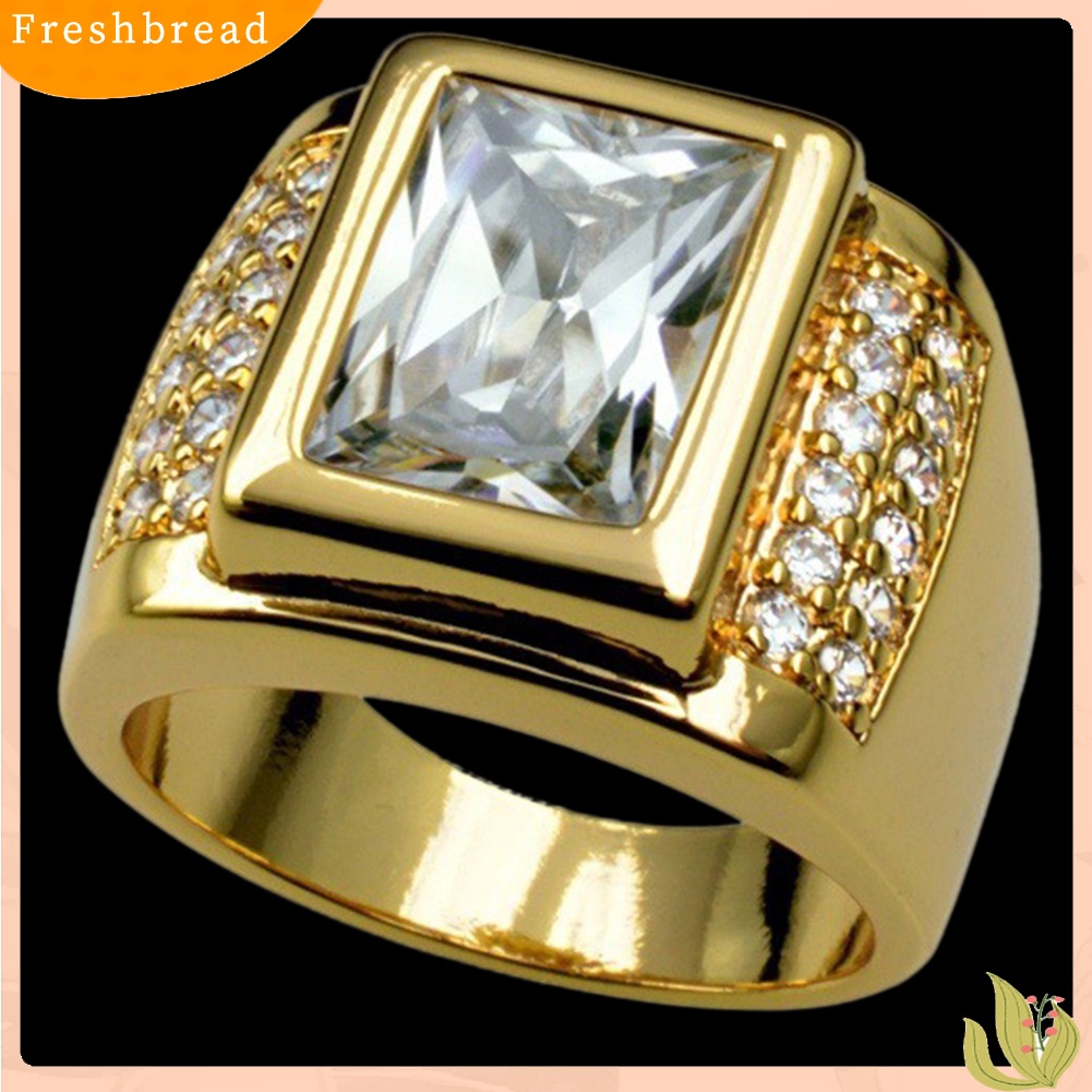 &lt; Freshbread &gt; Fashion Unisex Berlian Imitasi Jari Cincin Pasangan Pertunangan Band Pecinta Perhiasan