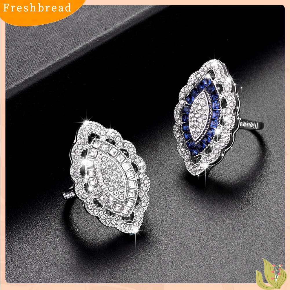 &lt; Freshbread &gt; Elegan Marquise Bentuk Berlian Imitasi Bertatahkan Pesta Pernikahan Wanita Pesona Perhiasan Cincin