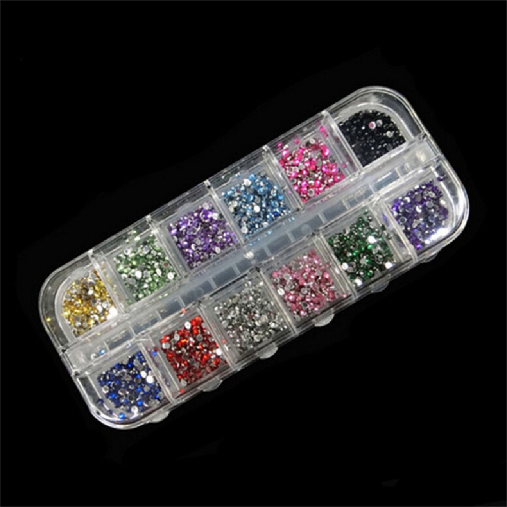 Ggg 12warna Hard Case NAIL ART Tips Akrilik UV Gel Dekorasi Tip Glitter 2mm Hot ID