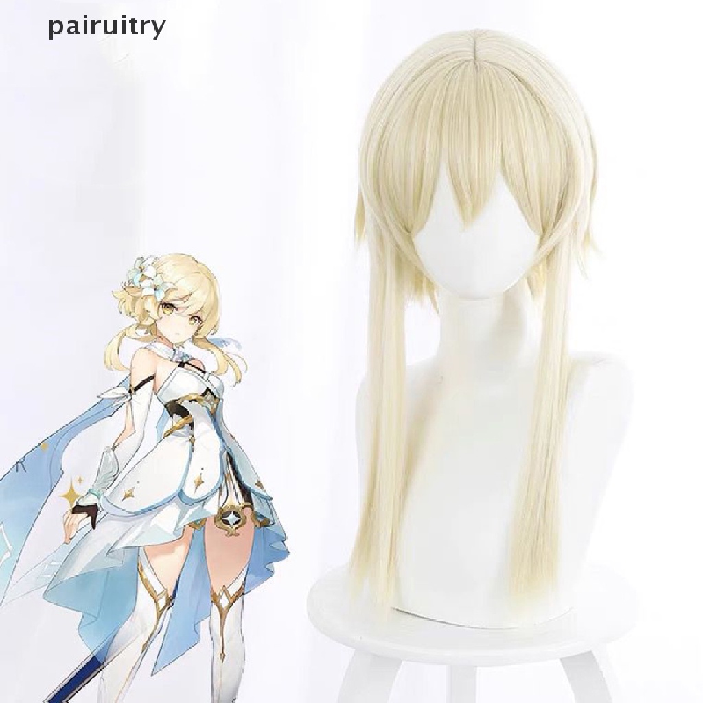 Prt Anime Genshin Lumine Aether Traveller Wig Golden Tahan Panas Rambut Dewasa Props PRT