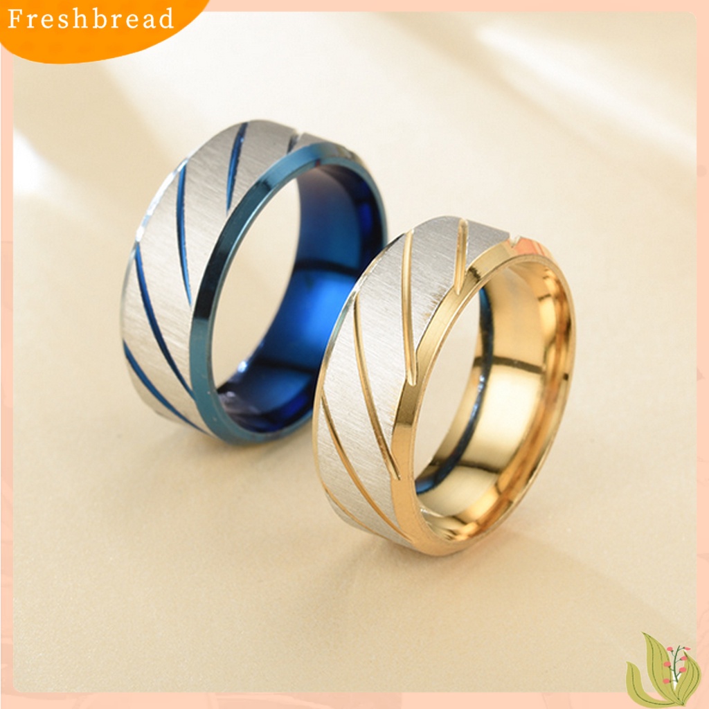 &lt; Freshbread &gt; Cincin Couple Pola Twill All-match Pengerjaan Halus Stainless Steel Geometris Mengkilap Unisex Rings Untuk Tunangan