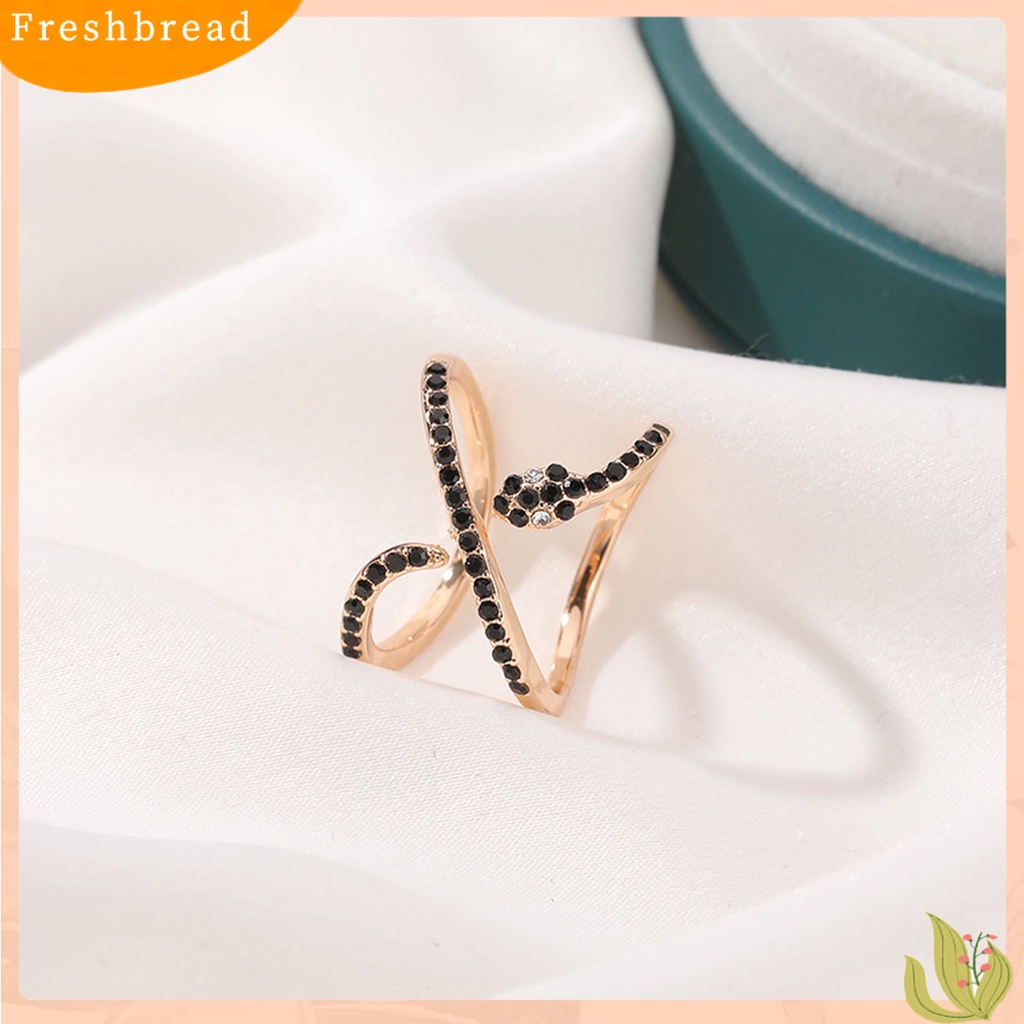 &lt; Freshbread &gt; Wanita Bentuk Ular Sederhana Adjustable Punk Jari Cincin Perhiasan Aksesori