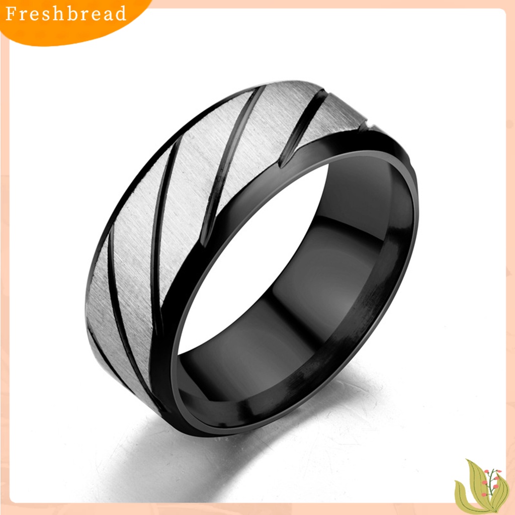 &lt; Freshbread &gt; Cincin Couple Pola Twill All-match Pengerjaan Halus Stainless Steel Geometris Mengkilap Unisex Rings Untuk Tunangan