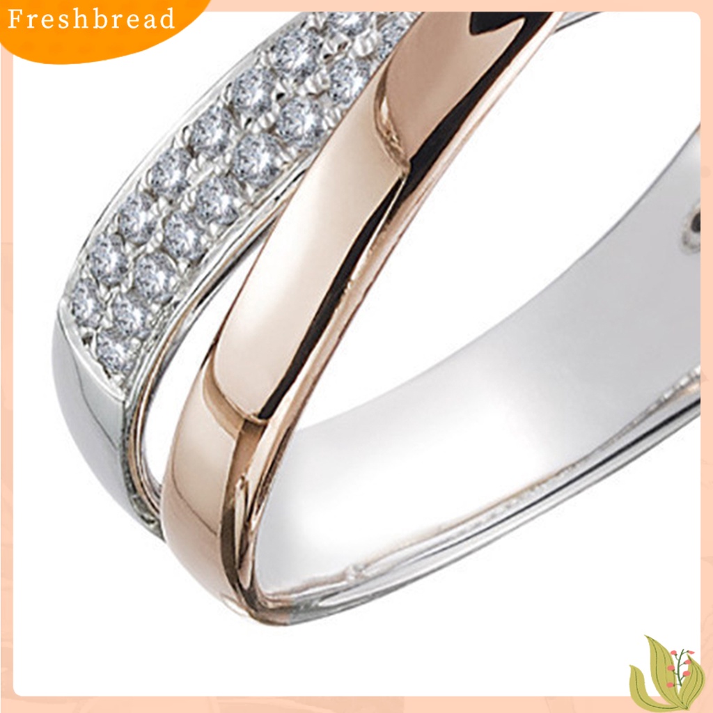 &lt; Freshbread &gt; Cincin Silang Bentuk X Two Tone Perhiasan Wanita Indah Trendy Rings Untuk Pernikahan