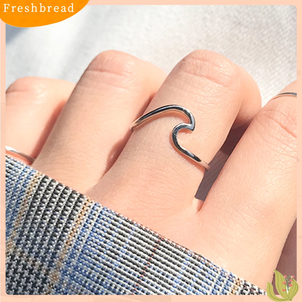 &lt; Freshbread &gt; Fashion Wanita Kreatif Bentuk Gelombang Jari Cincin Pertunangan Pesta Perhiasan Hadiah