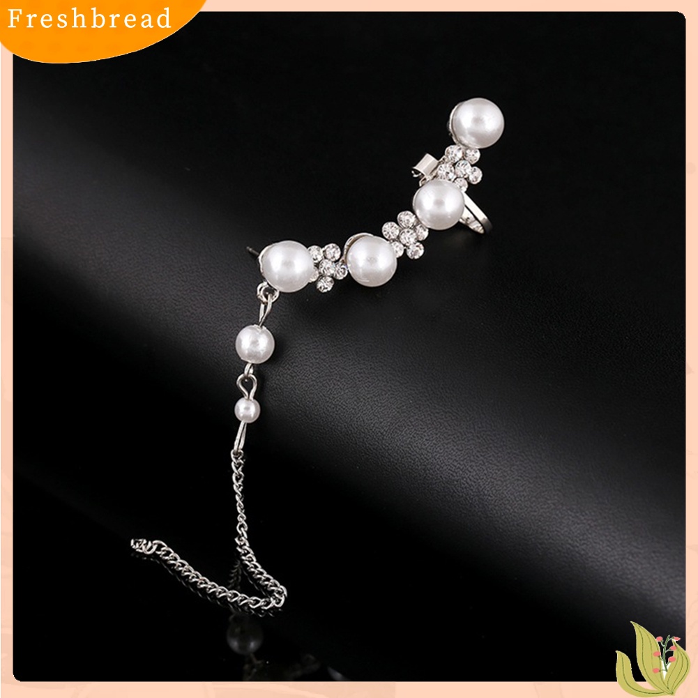 &lt; Freshbread &gt; 1Pc Berlian Imitasi Snowflake Mutiara Imitasi Rumbai Anting Telinga Klip Wanita Perhiasan Hadiah