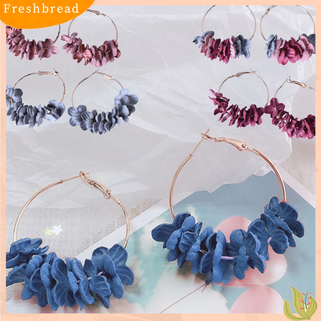 &lt; Freshbread &gt; 2Pcs Wanita Gadis Eardrop Kelopak Anting Hoop Perhiasan Fashion Sederhana Untuk Pesta