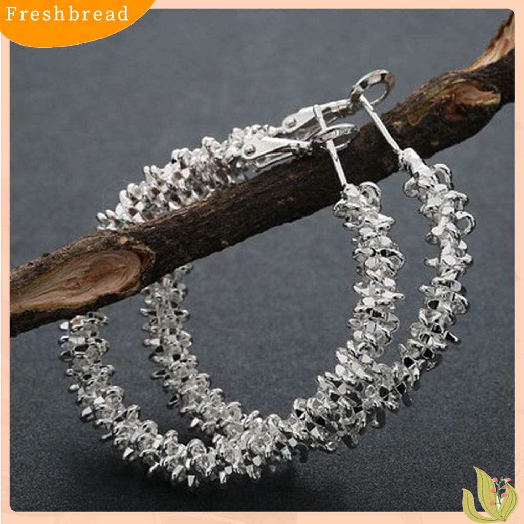 &lt; Freshbread &gt; 1pasang Anting Hoop Ringan Fashion Alloy Tidak Teratur Disimpul Bulat Lingkaran Hoop Earrings Untuk Wanita