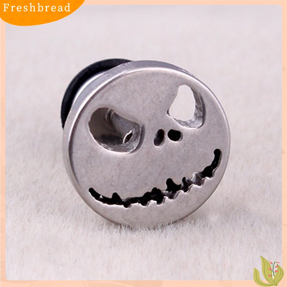 &lt; Freshbread &gt; 1Pc Pria Wanita Halloween Tengkorak Baja Titanium Ear Stud Earrings Piercing Perhiasan