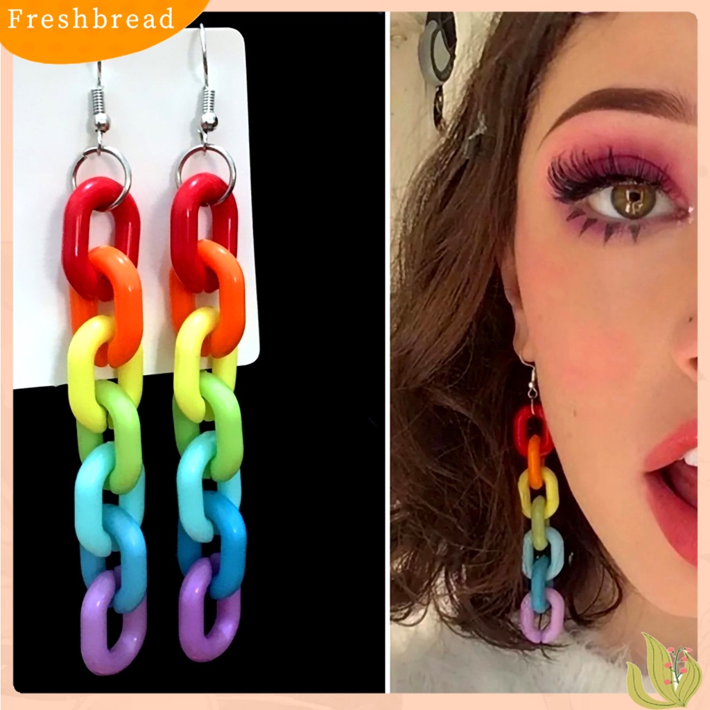 &lt; Freshbread &gt; Ear Hook Warna Permen Kreatif Akrilik Panjang Menjuntai Liontin Telinga Gaya Untuk Pesta