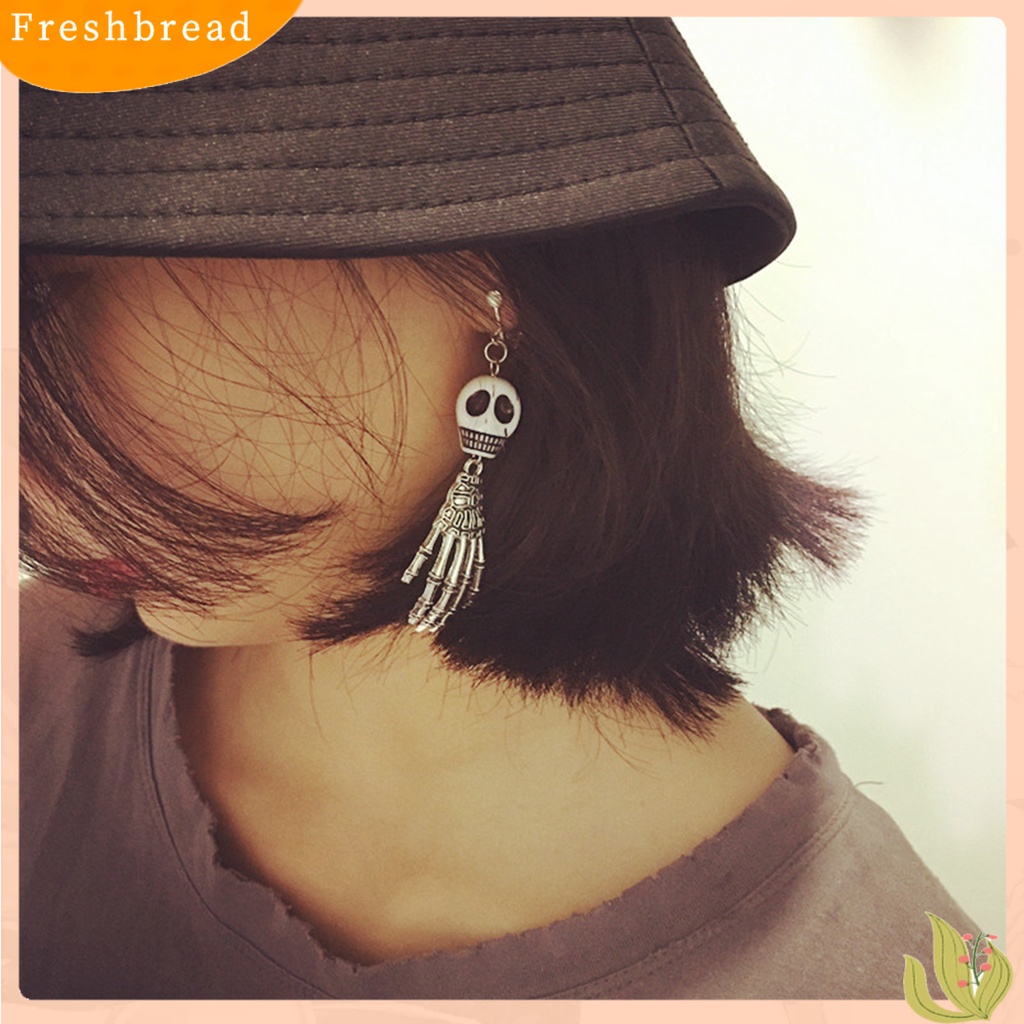 &lt; Freshbread &gt; 1pasang Anting Halloween Kepala Mengerikan Perhiasan Tangan Anting Menjuntai Panjang Lucu Untuk Festival