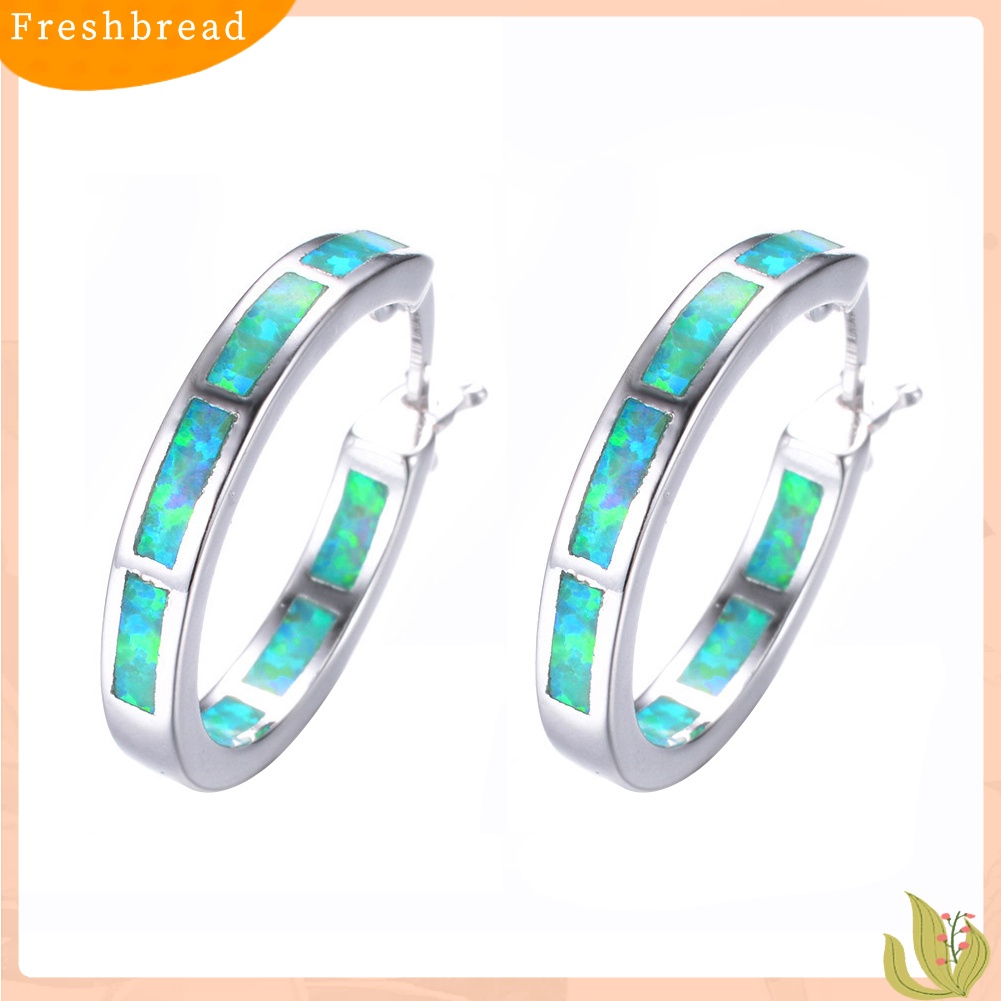 &lt; Freshbread &gt; Wanita Multicolor Faux Opal Hias Lingkaran Menjuntai Hoop Earrings Perhiasan Hadiah