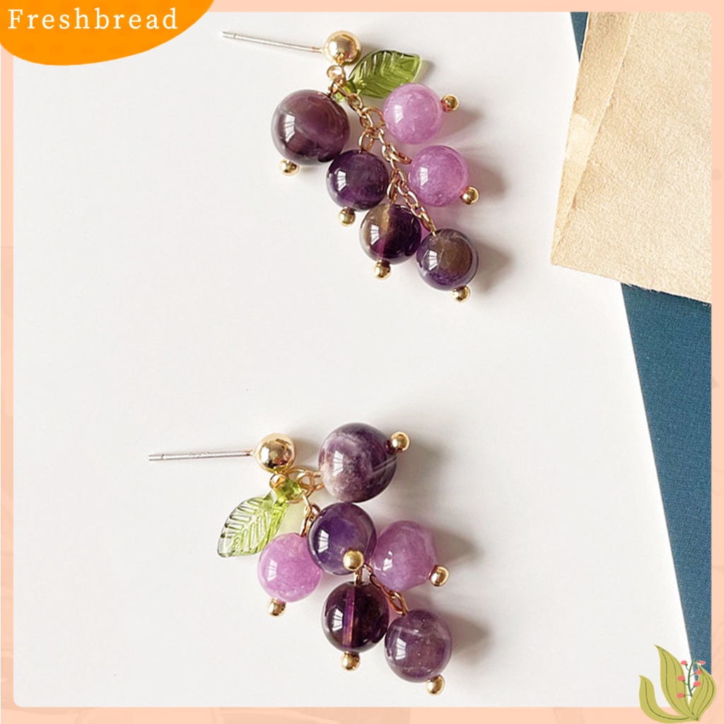 &lt; Freshbread &gt; 1pasang Hidup Menawan Menjuntai Anting Paduan Indah Buah Anggur Drop Stud Earrings Perhiasan Acessories