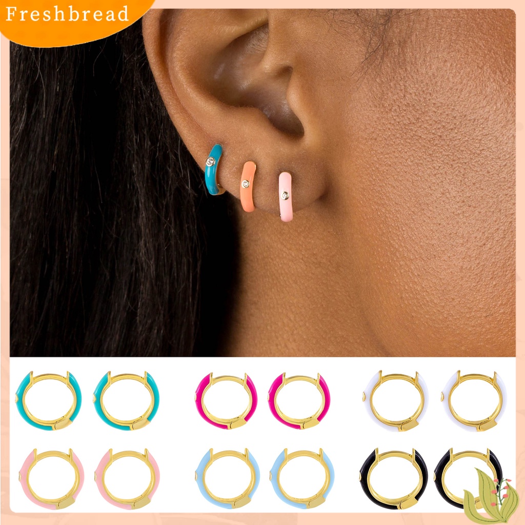 &lt; Freshbread &gt; 1pasang Paduan Anting Perhiasan Indah Cubic Zirconia Bulat Hoop Wanita Anting Perhiasan Aksesori