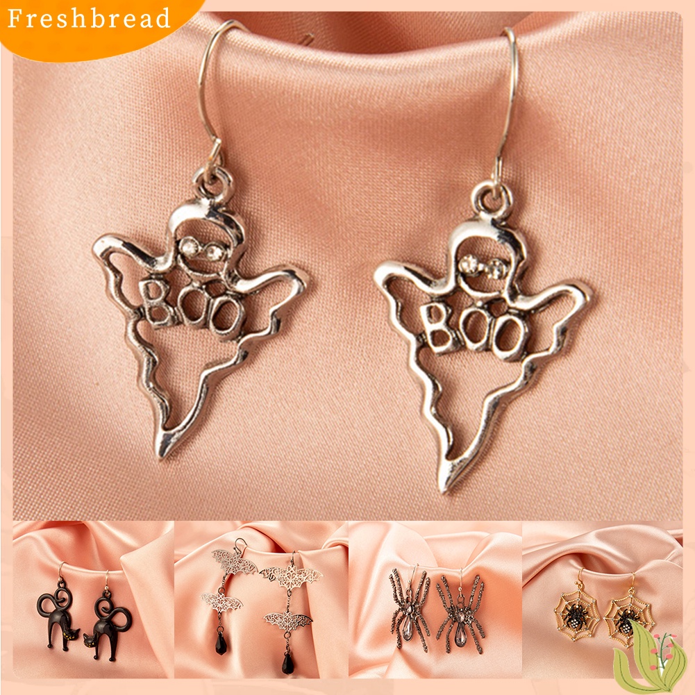 &lt; Freshbread &gt; Halloween Gothic Ghost Spider Skull Anting Perempuan Horrified Lucu Eardrop