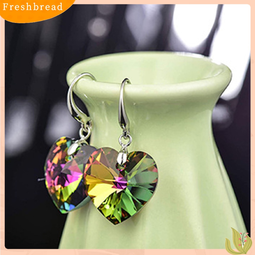 &lt; Freshbread &gt; 1pasang Anting Kait Fashion Semua Cocok Hati Anting Drop Kristal Imitasi Untuk Liburan