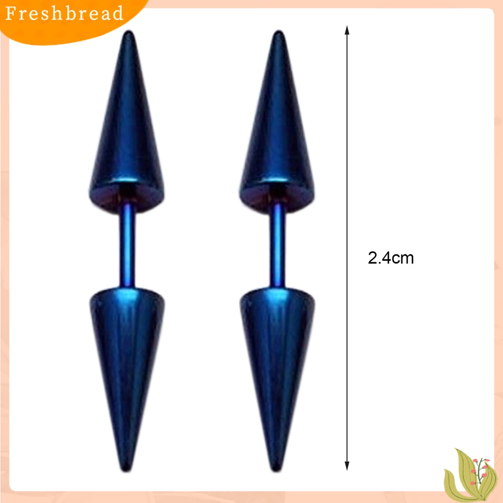 < Freshbread > 1pasang Stud Earring Pengerjaan Halus Wanita Aksesoris Portable Unisex Double Rivet Spike Earrings Untuk Pub