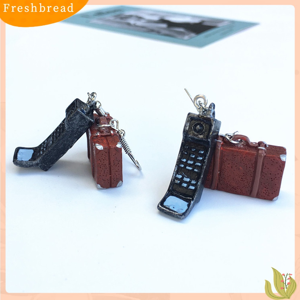 &lt; Freshbread &gt; Vintage Wanita Televisi Phonograph Radio Menjuntai Kait Anting Perhiasan Hadiah