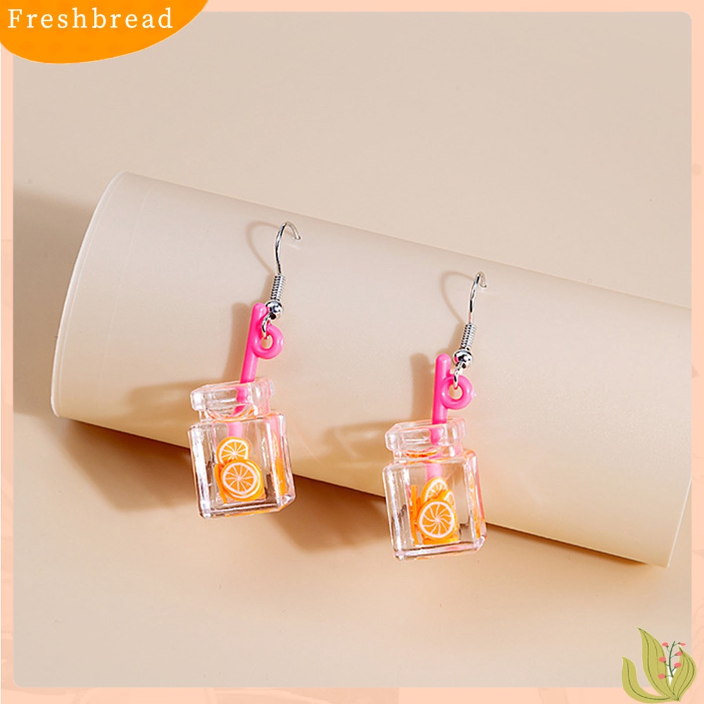 &lt; Freshbread &gt; 1pasang Drop Earrings Indah Ringan Resin Kartun Buah Susu Teh Cangkir Anting Untuk Pesta