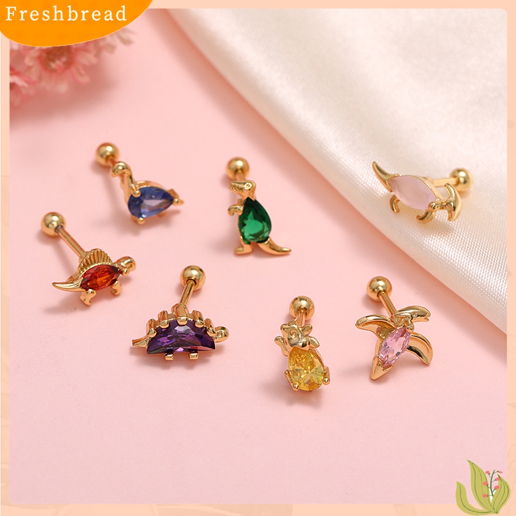 &lt; Freshbread &gt; 1Pc Bentuk Dinosaurus Kecil Wanita Anting Alloy Cubic Zirconia Stud Earring Perhiasan Aksesori