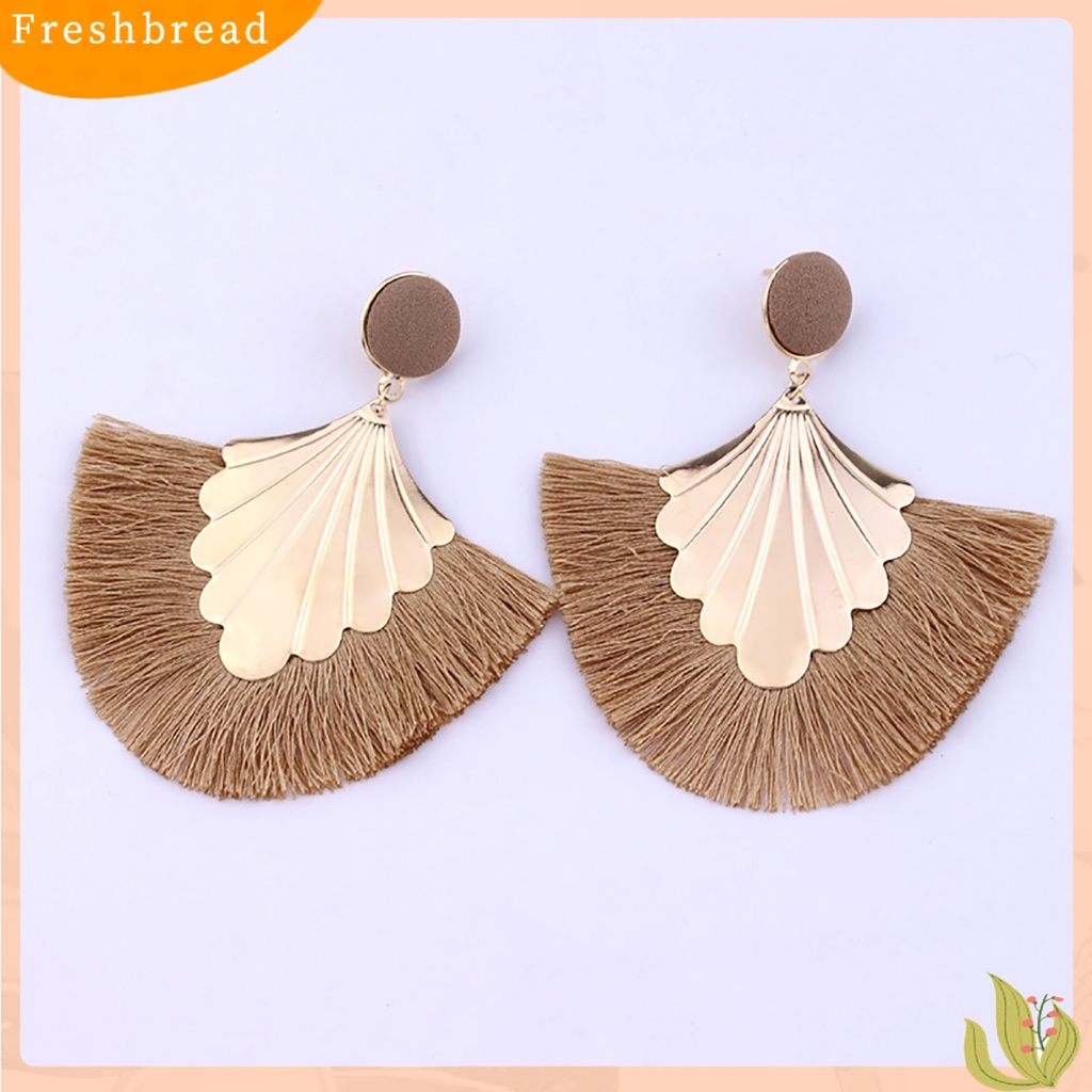 < Freshbread > 1pasang Wanita Kreatif Bohemia Berpohon Bentuk Kipas Menjuntai Anting Perhiasan Hadiah Untuk Pesta
