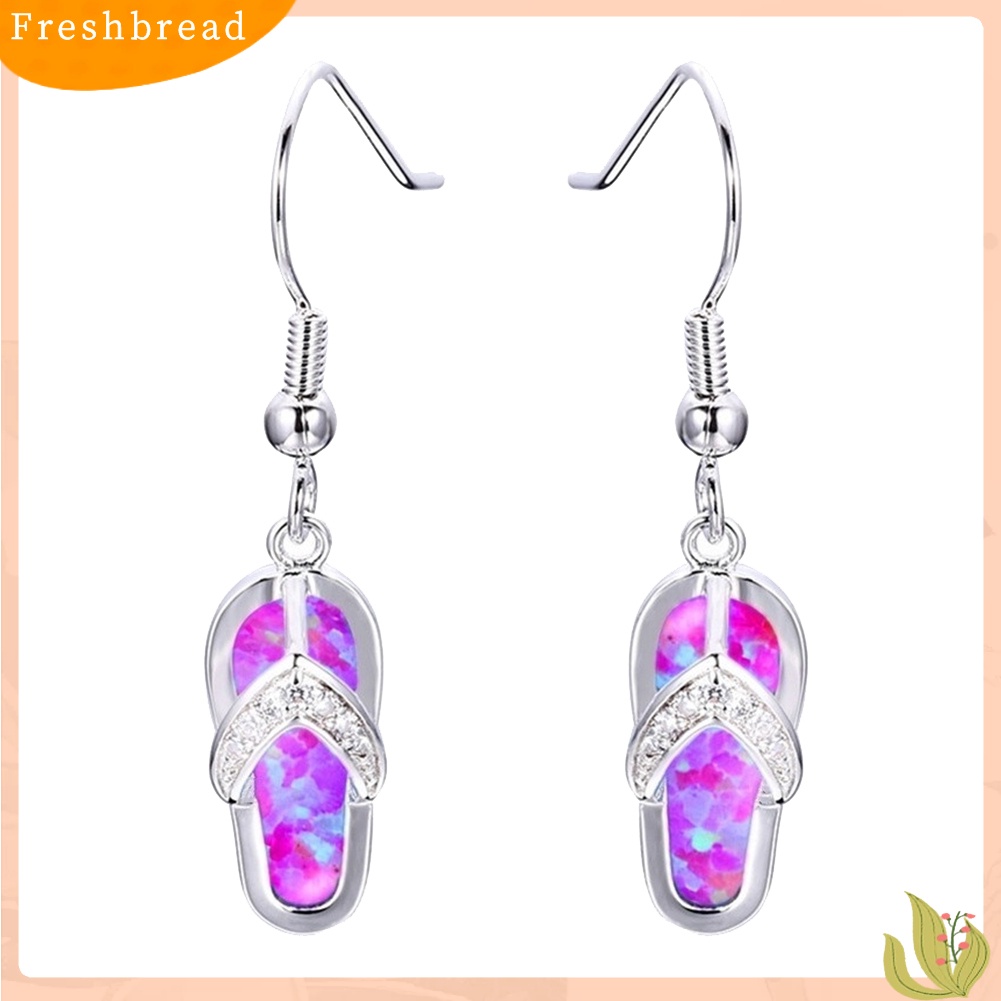 < Freshbread > Musim Panas Pantai Wanita Berlian Imitasi Sandal Jepit Liontin Kait Anting Perhiasan Hadiah