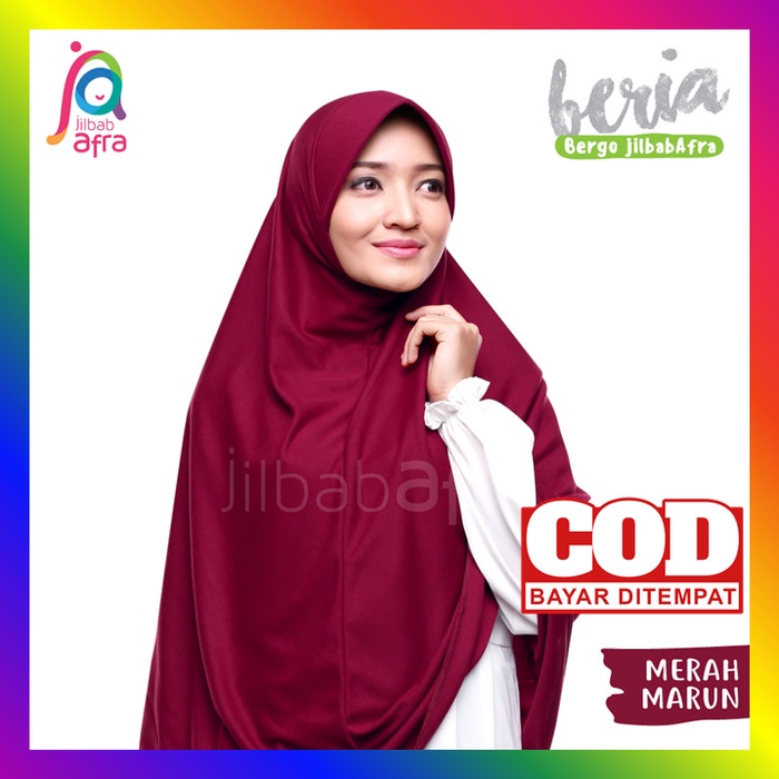 MURAH Jilbab Afra Beria Hijab Instan Pet Antem Jumbo Kaos Adem Merah Marun - Merah Marun, XS