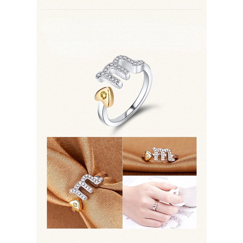 Goldkingdom Fashion Perhiasan Aksesoris Ready Stock Korea Fashion Perhiasan Perak Rasi Bintang Pembukaan Cincin Dua Belas Rasi Bintang Cincin Berlapis Dengan Platinum Dan Perhiasan Perak.