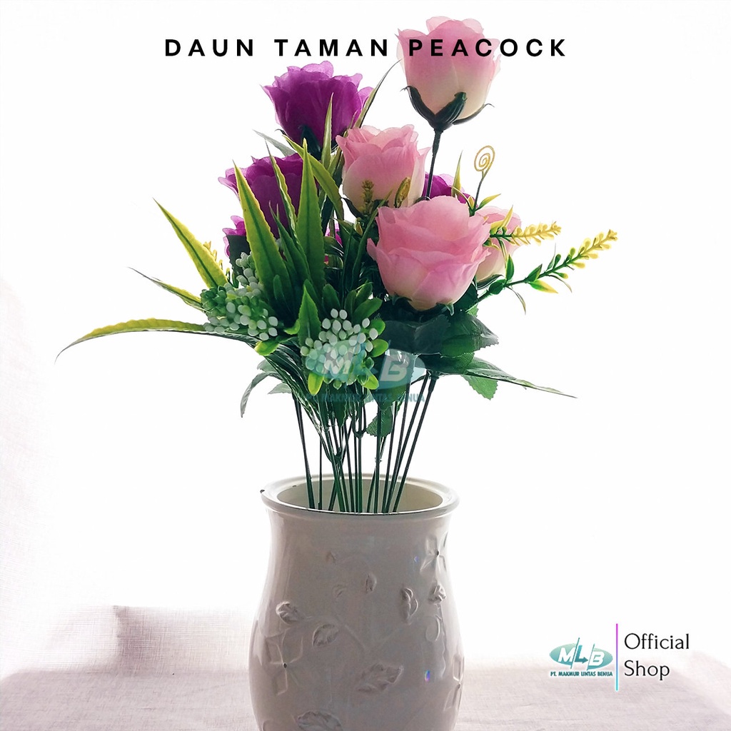 Alltechshop_ Mlb Daun Taman Peacock Pikok Putih Artificial Plastik