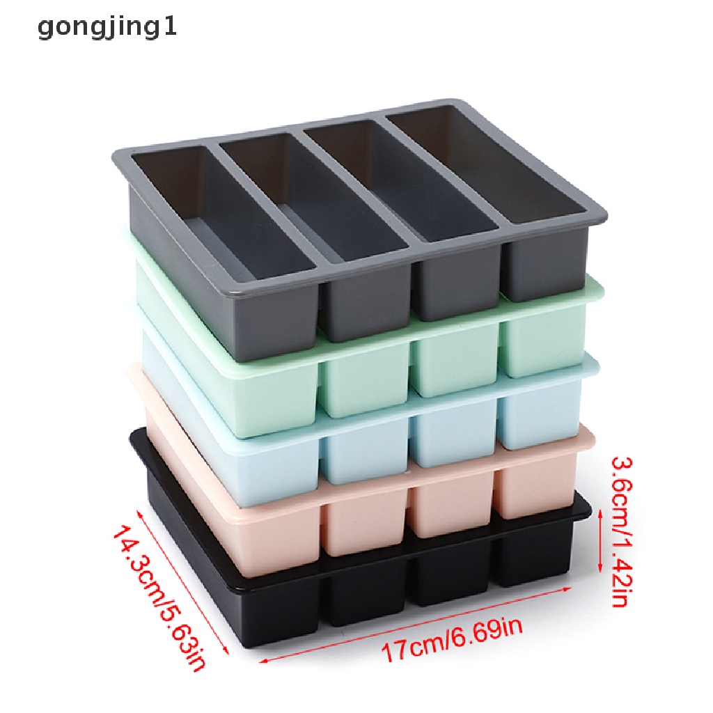 Ggg 1Pc 4kisi Strip Panjang Silikon Es Batu Square Tray Mold DIY Cube Ice Mold ID