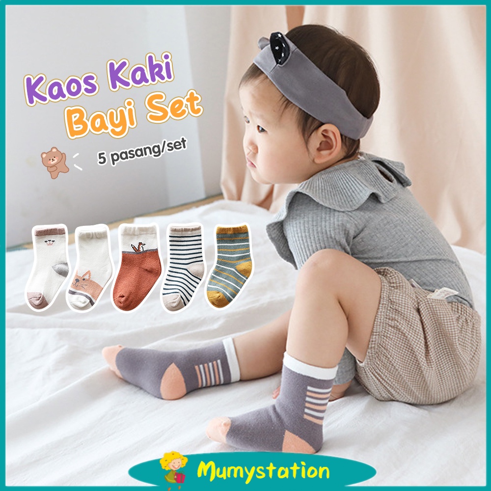 Mumystation 5 Pasang Baby Socks Kaos kaki anak motif karakter lucu ukuran kaki anak laki laki perempuan