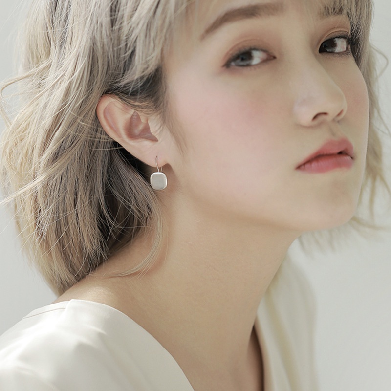 Goldkingdom Aksesoris Perhiasan Fashion Ready Stock Retro Wajah Sederhana Anting Tipis Geometris Anting Persegi