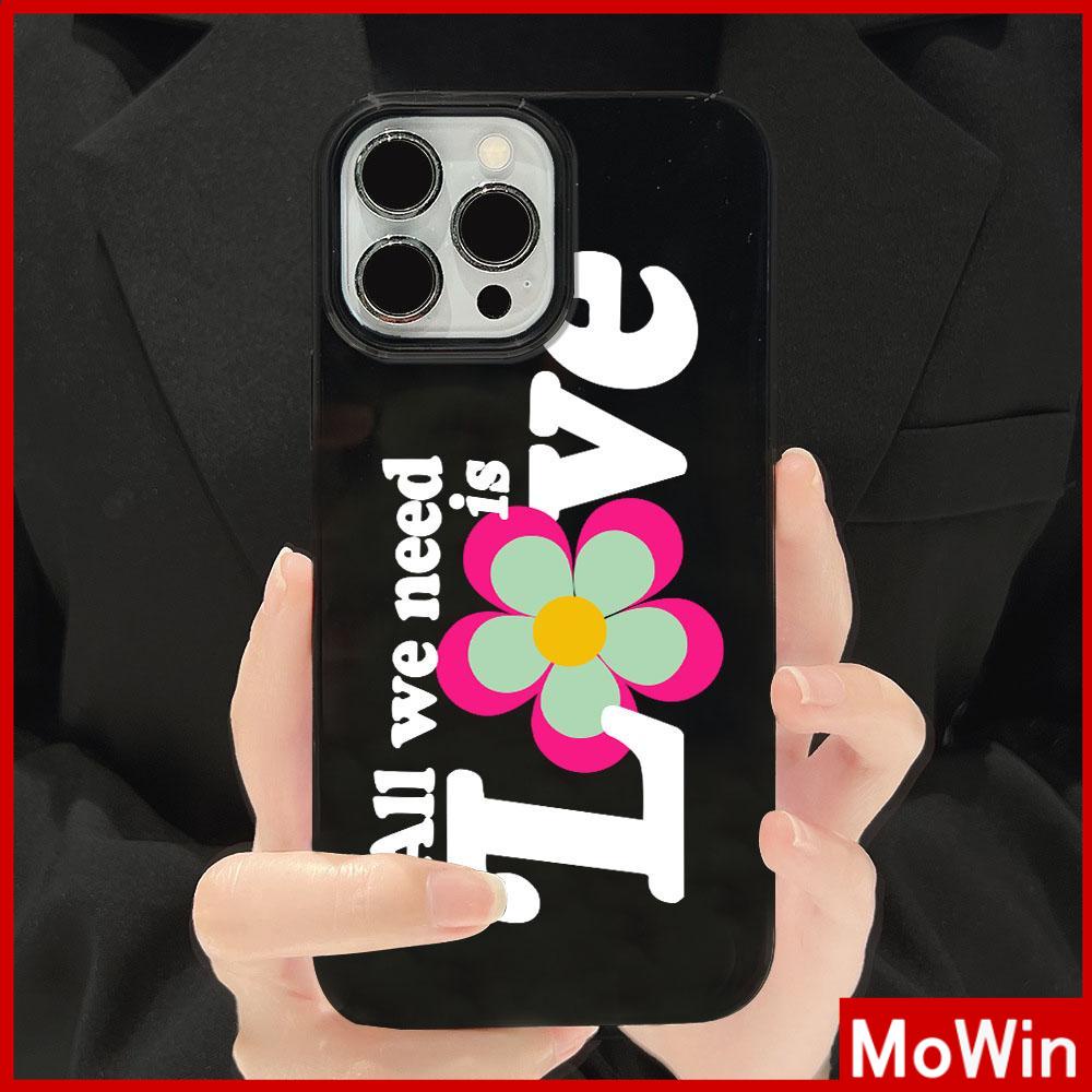 For iPhone 14 Pro Max iPhone Case Black Glossy TPU Soft Case Shockproof Protection Camera love flowers Compatible with iPhone 13 Pro max 12 Pro Max 11 xr xs max 7Plus 8Plus