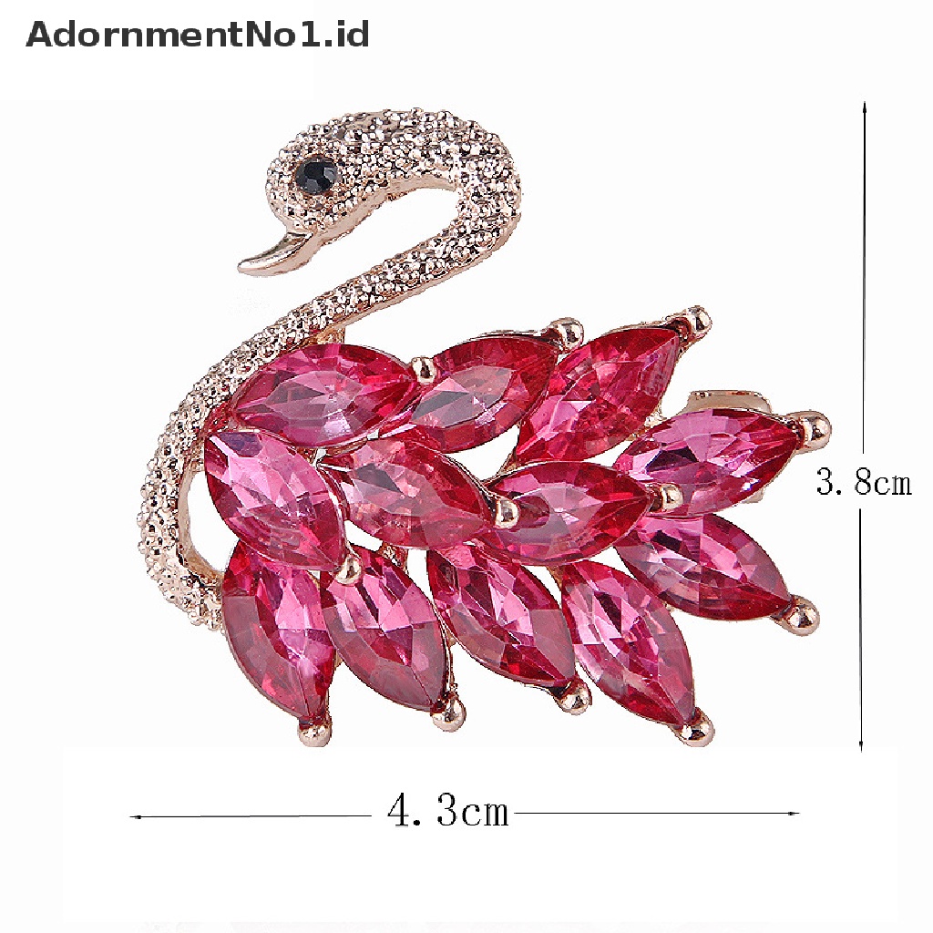 [AdornmentNo1] 1pc Alloy Crystal Swan Bros Kristal Hewan Bros Jas Kerah Pin Hias [ID]