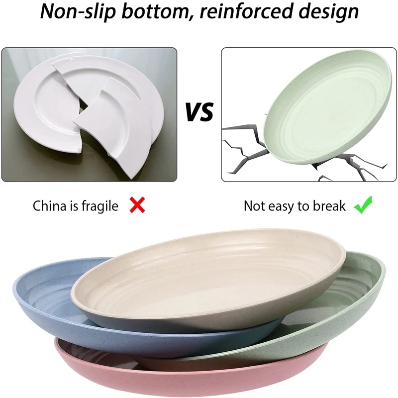 Reusable Fiber Dessert Tableware 10 cm Round seasoning Dish Dengan Alas Rumah Tangga Kue Permen Piring Peralatan Makan Tidak Dapat Pecah Piring Salad Piring Buah Dumpling Piring Jerami Gandum Meludah Piring Tulang