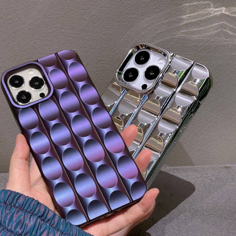 Casing Ponsel Rasa Mewah TPU Lembut 3D Untuk iPhone 13 Pro Max 12 Pro Max11 ProMax Xs Max Xr X Xs Casing Gelombang Elektroplating