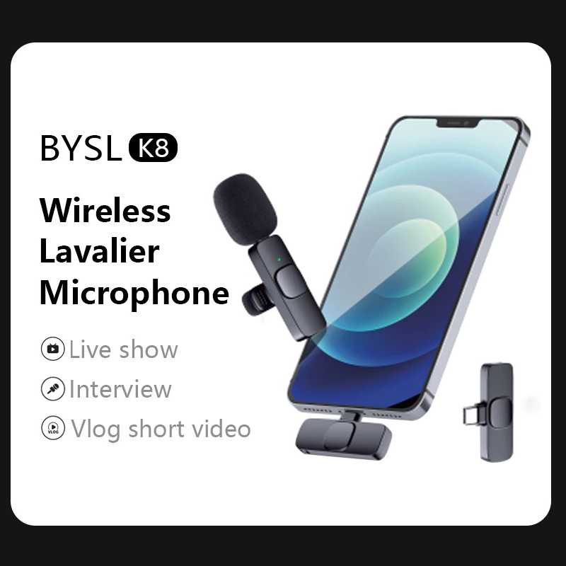 BYSL Wireless Clip On Mic Portable for Vlogging Live Streaming Type-C - K8