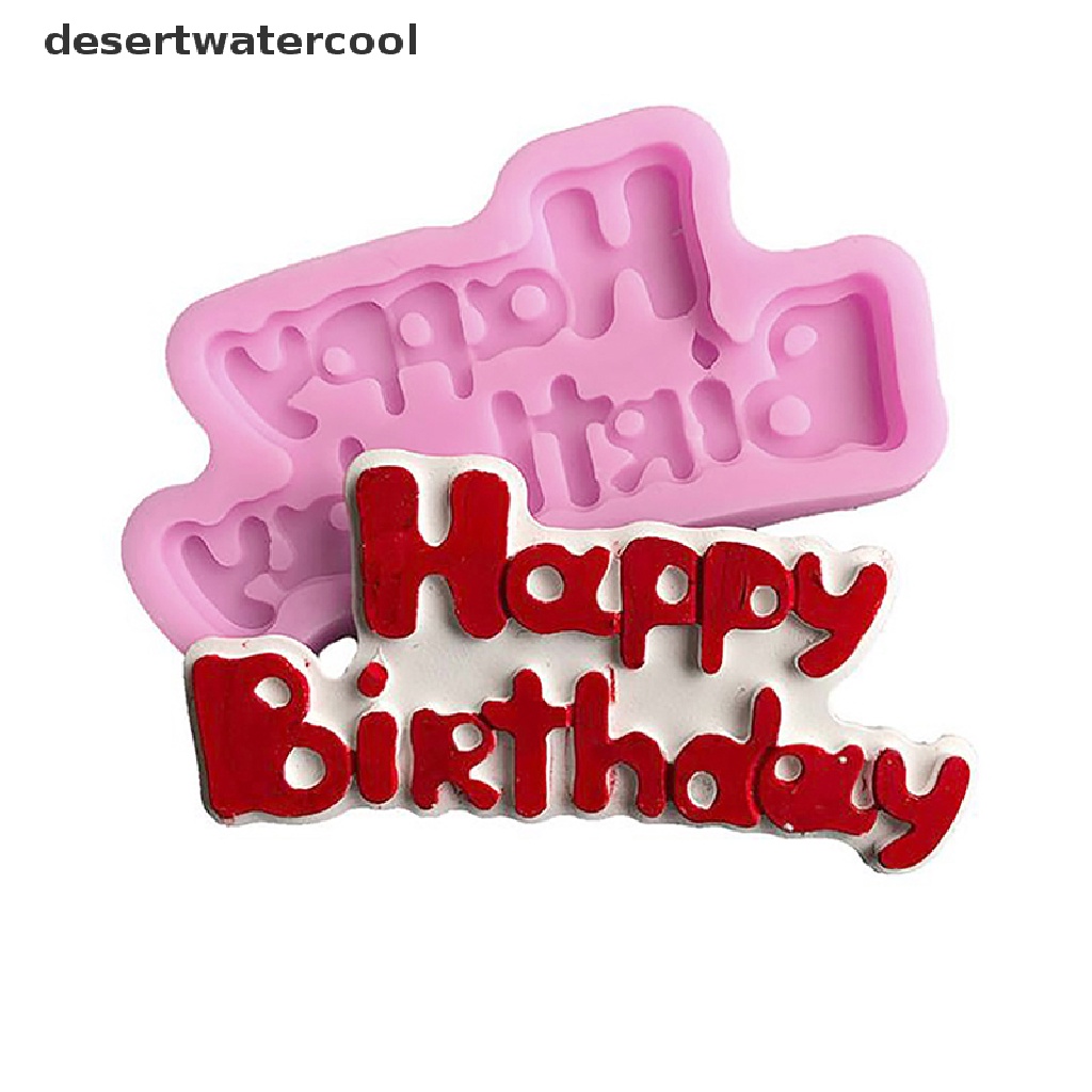 Deid Cetakan Silikon Bentuk Happy Birthday Sugarcraft &amp; Chocolate Moulds Alat Dekor Kue Martijn